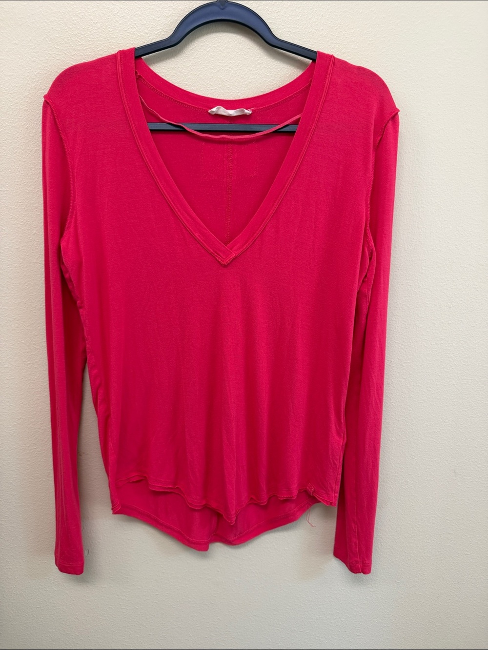 We The Free V-Neck Long Sleeve Top - Bright Pink